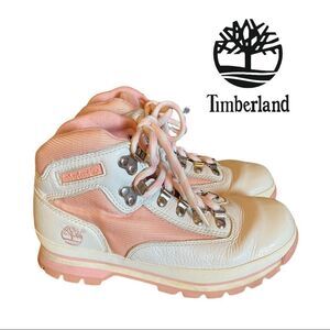 Timberland Vintage Pink White Leather Ankle Boots 6.5
